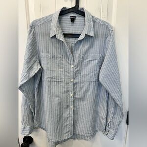 Patagonia Women's Blue & White Striped Organic Cotton Hemp Button-Up Shirt - S